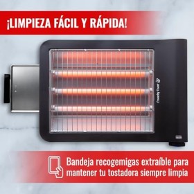 Sogo Grille-pain plat horizontal pour pain et pâtisserie – Grille-pain électrique avec éléments chauffants à quartz 4 tranch