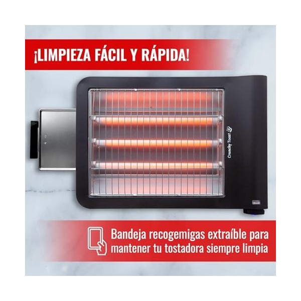 Sogo Grille-pain plat horizontal pour pain et pâtisserie – Grille-pain électrique avec éléments chauffants à quartz 4 tranch