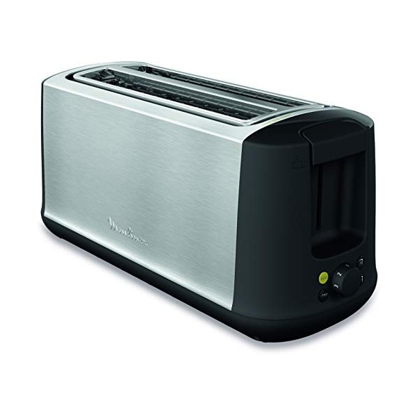 Moulinex Grille-pain 2 fentes longues, largeur variable, 7 niveaux de dorage, Fonctions Arrêt, Mode éco, Décongélation, Récha