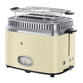 Russell Hobbs Grille Pain [Design Vintage Premium] Retro Crème 2 Tranches, 6 niveaux de brunnissage rapide, Fonction annulat