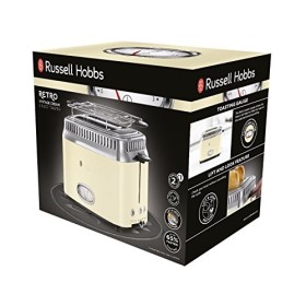 Russell Hobbs Grille Pain [Design Vintage Premium] Retro Crème 2 Tranches, 6 niveaux de brunnissage rapide, Fonction annulat