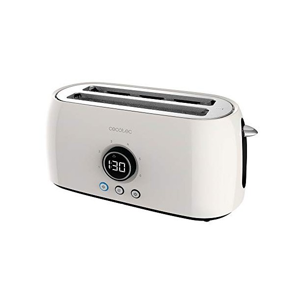 Cecotec Grille-pain numérique ClassicToast 15000 Beige ExtraDouble. 1500 W, 2 fentes très longues et larges, 3 fonctions préc