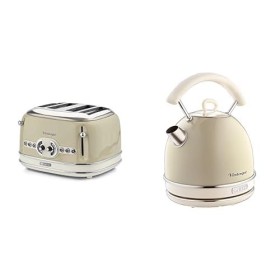 Ariete Vintage 156 Grille-pain 4 tranches, 1600 watts, 6 niveaux de grillage & Ariete Vintage 2877 Bouilloire Électrique desi