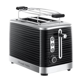 Russell Hobbs Grille-pain 2 Fentes Extra Large Inspire noir 2 Tranches, structure brillante HQ, Tiroir à miettes, 6 niveau