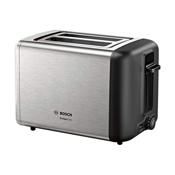 Bosch TAT3P420DE DesignLine Grille-pain compact, fonction décongélation/réchauffage, grille réchauffe-viennoiseries escamotab