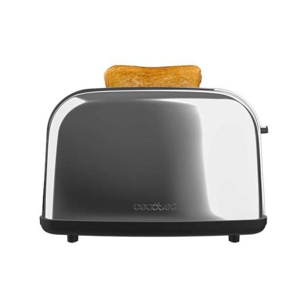 Cecotec Grille-pain vertical 2 fentes courtes Toastin time 850 Inox Lite. 850 W, 2 tranches de pain, fente large 3,8 cm, sup