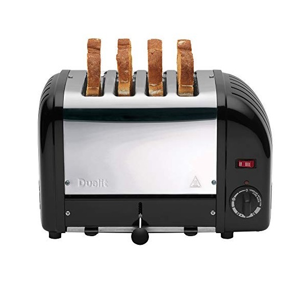 Dualit 40344 Grille-pain classique 4 tranches en acier inoxydable fabriquéà la main au Royaume-Uni éléments Proheat remplaçab