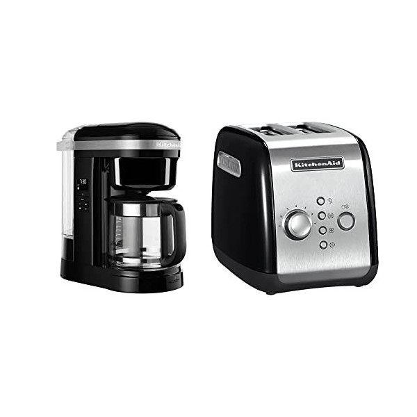 KitchenAid 5KCM1208EOB Machine à café, Noir Onyx & Petit déjeuner Grille-pain 5KMT221EOB Noir Onyx