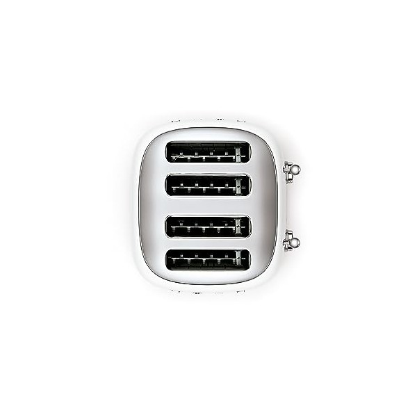 Smeg, Grille-pain 4 Tranches TSF03WHEU, 4 Fentes 36 mm, 6 Niveaux de Brunissage, Fonction Chauffage, Décongélation et Bagel, 