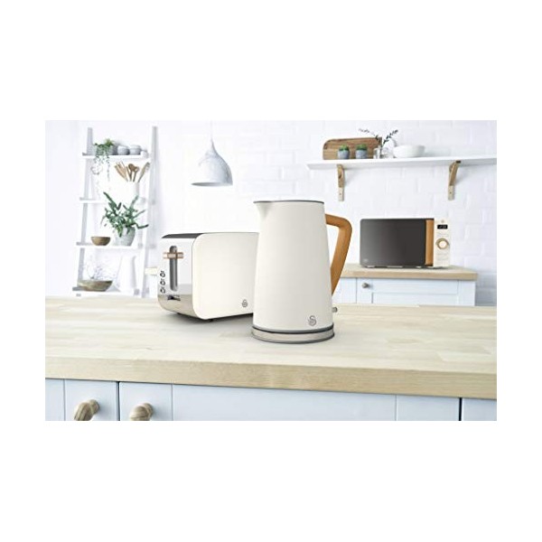 Swan Nordic Set Desayuno Bouilloire sans fil 1,7 L 2200 W Grille-pain à fente large 2 tranches 3 fonctions Design moderne Eff
