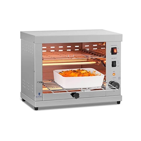 Royal Catering Salamandre Toaster Electrique Grill Cuisine RCET 360 3.250W, 27,5 x 50 x 38,5 cm, 3 Élément chauffant à Quart