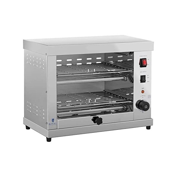 Royal Catering Salamandre Toaster Electrique Grill Cuisine RCET 360 3.250W, 27,5 x 50 x 38,5 cm, 3 Élément chauffant à Quart