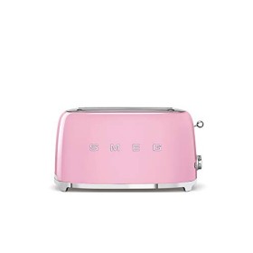 Smeg, Grille-pain 4 Tranches TSF02PKEU, 2 Fentes 36 mm, 6 Niveaux de Brunissage, Fonction Chauffage, Décongélation et Bagel, 