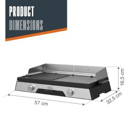 Lacor - 69570 - Plaque de gril avec deux zones de cuisson, plaque antiadhésive amovible, protection contre les éclaboussures,