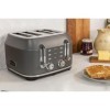 Rangemaster RMCL4S201GY Grille-pain 4 tranches avec fonctions de décongélation, annulation et réchauffage, plateau de miettes
