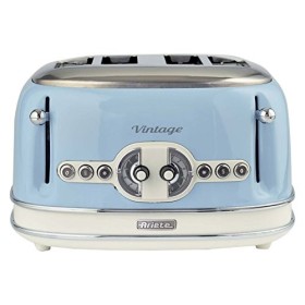 Ariete Vintage 156 Grille-pain 4 tranches, 6 niveaux de grillage, 1600 W, bleu & Vintage 2877 Bouilloire Électrique, 2000 Wat