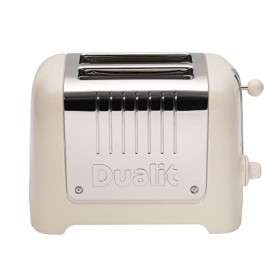 Dualit Grille Pain 2 Fentes Lite - Petit Grille Pain Blanc et Inox Brillant - 1.1kW pour 60 Tranches par Heure - Option Bagel