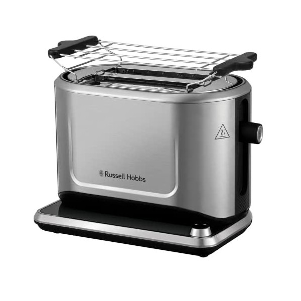Russell Hobbs Grille Pain [Programmable] Attentiv Fentes extra larges, Tactile, mémorisele brunissage, Tout type de pain, Su