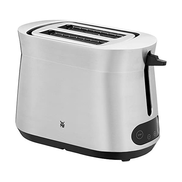 WMF Kineo Grille-pain en acier inoxydable, double fente avec grille réchauffe-viennoiseries, 2 tranches, 10 niveaux de brunis