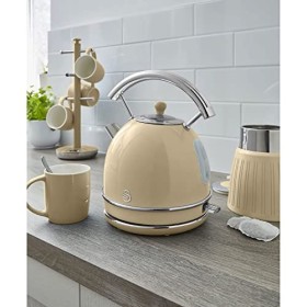 Swan Retro Ensemble Petit-Déjeuner, Bouilloire 1,8L avec Élément Chauffant en Acier Inox, Grille-pain à Fente Large 2 Tranche