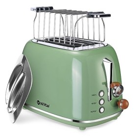 Wiltal Grille-pain rétro 2 tranches, 6 niveaux de brunissage réglables, avec support à viennoiseries de haute qualité, foncti