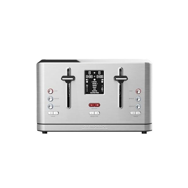 GASTROBACK 42396 Grille-pain design Digital 4S, 4 tranches, grille réchauffe-viennoiseries intégré, 7 programmes de grillage