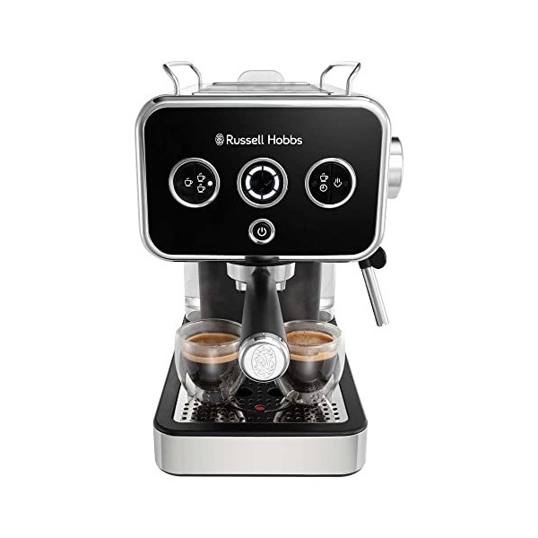 Russell Hobbs Grille Pain [Design Retro Premium] Distinctions Noir Pour 2 Tranches, 6 Niveaux de brunissage, Fonction Surélé