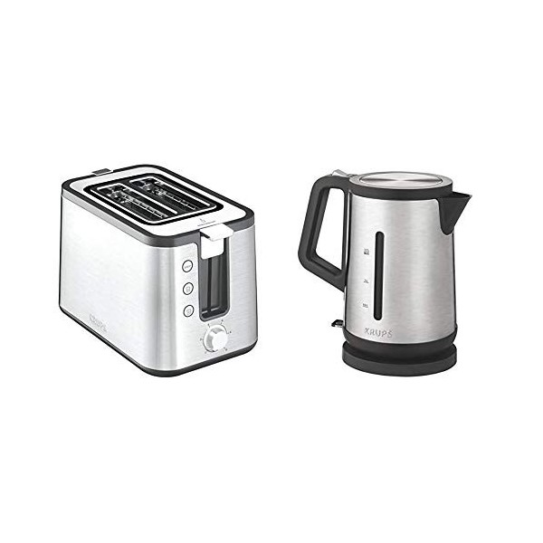 Krups - KH442 - Grille Pain - Argent & Krups - BW442D - Bouilloire Electrique - Argent