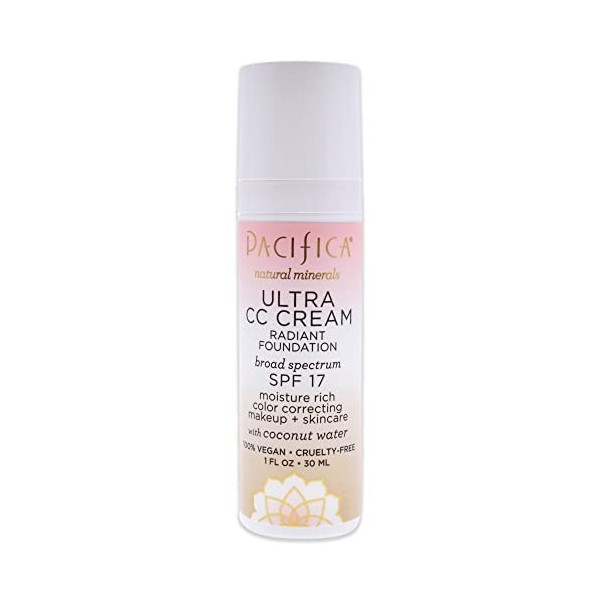 Pacifica Natural Vegan Ultra Radient CC Cream Medium SPF 17…BB Cream,Correcteur De Couvrance Liquide BB Creme, Pigment éclair