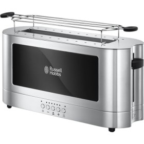 Russell Hobbs Grille Pain [Fente longue 2 Toasts/ 1 Tranche baguette] Elegance Acier chromé Fente large, 6 Niveaux de Brunis