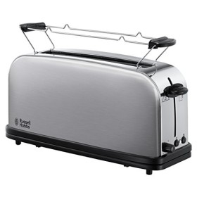 Russell Hobbs Grille Pain [Fente longue 2 Toasts/ 1 Tranche baguette] Adventure Acier Inox Fente large, 6 Niveaux de Bruniss