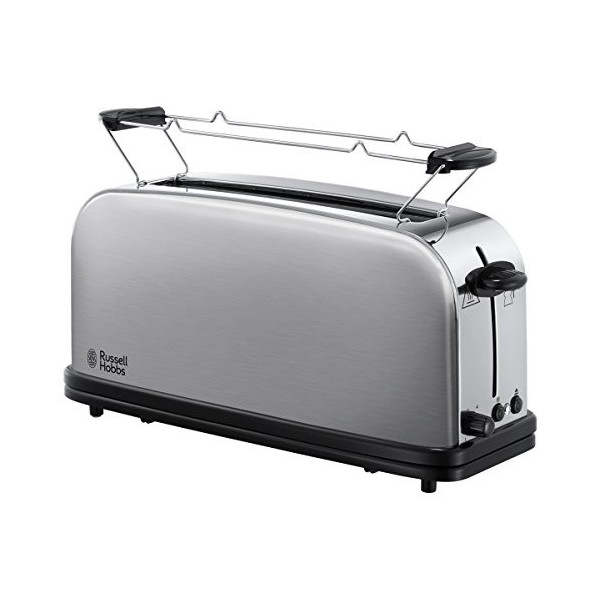 Russell Hobbs Grille Pain [Fente longue 2 Toasts/ 1 Tranche baguette] Adventure Acier Inox Fente large, 6 Niveaux de Bruniss