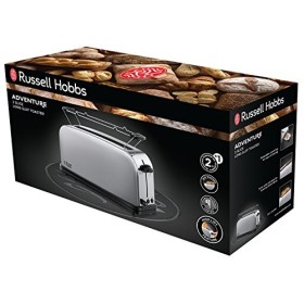 Russell Hobbs Grille Pain [Fente longue 2 Toasts/ 1 Tranche baguette] Adventure Acier Inox Fente large, 6 Niveaux de Bruniss