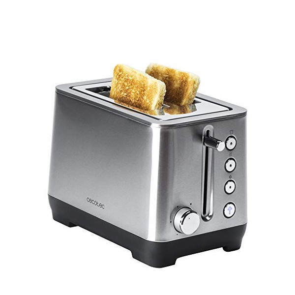 Cecotec BigToast Extra Double Grille-Pain 2 Fentes Extra Larges. 1600 W, 6 Niveaux de Puissance, 4 Fonctions Préconfigurées 