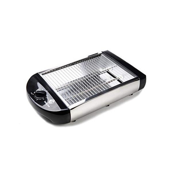 Family Care Grille Pain Plat, Grille Pain horizontal, Grille Pain Noir, 600 W, 6 Niveaux de Température, Ramasse-miettes Amov