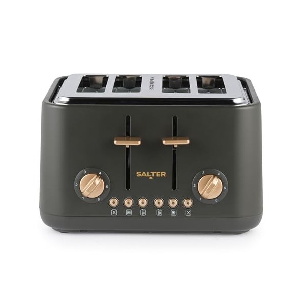 Grille-pain Salter Pebble 4 tranches – Fentes large, levée haute, 6 niveaux de brunissage, fentes auto-centrantes, ramasse-mi