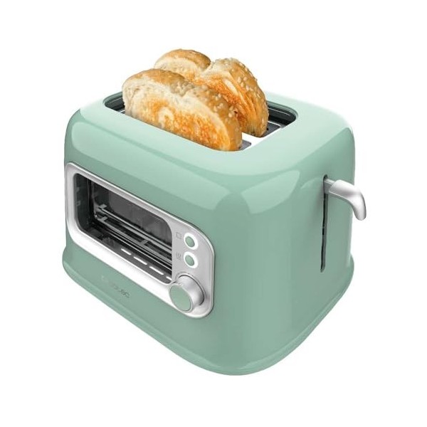 Cecotec Grille-pain vertical RetroVision Yellow, puissance de 700W, 2 fentes extra larges, design unique avec affichage, cont