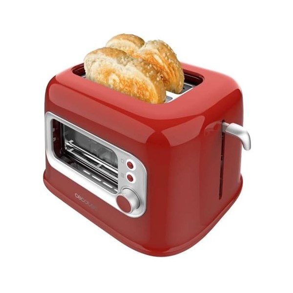 Cecotec Grille-pain vertical RetroVision Yellow, puissance de 700W, 2 fentes extra larges, design unique avec affichage, cont