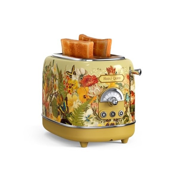 Hazel Quinn Grille Pain Vintage, Double Fente de 38 mm de Large, Toaster avec 3 Fonctions et 6 Niveaux de Cuisson, Plateau Ra