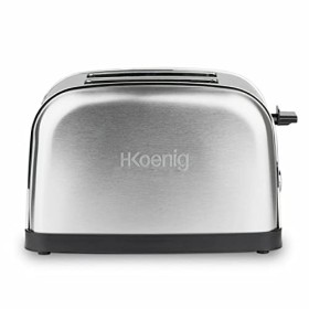 H.Koenig Grille Pain Toaster Spécial Baguette 2 Tranches TOAS32 Fentes larges 40mm Inox vintage, 7 Niveaux de brunissage, Déc