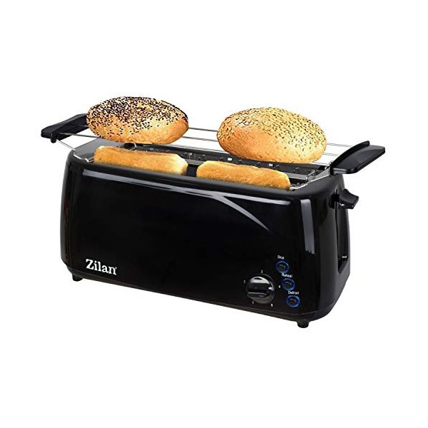 Zilan, Grille-pain à fente longue, 4 tranches de Toastautomatique, XXL, 5 niveaux de rôtissage, accessoire de pain, fonction 