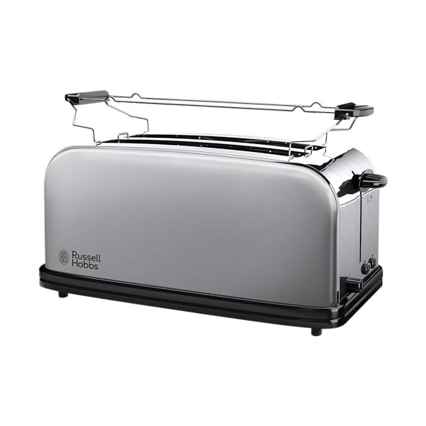 Russell Hobbs Grille Pain [2 Fentes longues 4 Toasts/ 2 Tranches baguette] Adventure Acier Inox Fentes larges, 6 Niveaux de 