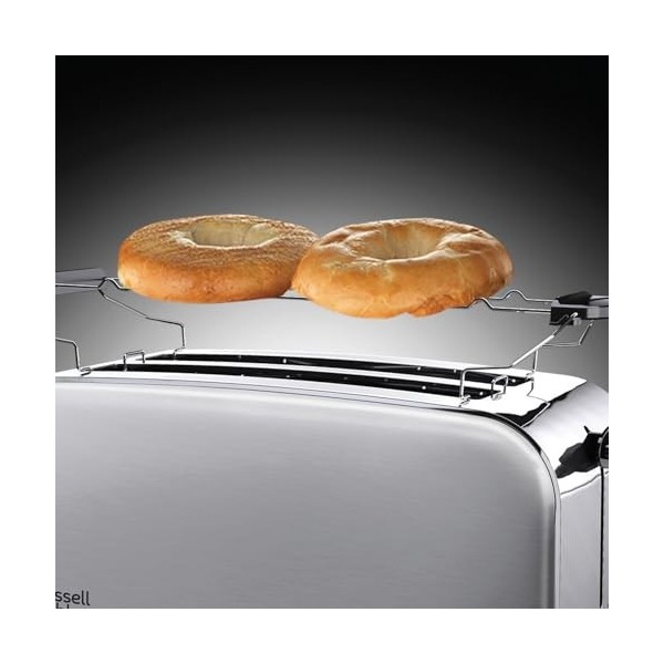Russell Hobbs Grille Pain [2 Fentes longues 4 Toasts/ 2 Tranches baguette] Adventure Acier Inox Fentes larges, 6 Niveaux de 
