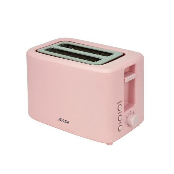 JOCCA Grille-Pain 2 Tranches Sweet Pink Line, Toaster, 7 Niveaux de Grillage, Fonctions Décongélation, Réchauffage et Annulat