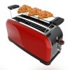 Cecotec Grille-pain Vertical 2 Fentes Longues Toastin Time 1500 Rouge. 1500 W, 4 Tranches de Pain, Fente Large de 3,8 cm, Su