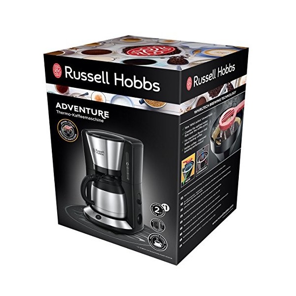Russell Hobbs Cafetière filtre [Technologie WhirlTech pour extraction & arôme optimaux] Adventure 8 tasses, verseuse Isother