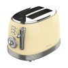 Cecotec Toast & Taste 800 Vintage Light Yellow. 850 W, double fente courte extra large de 3,8 cm, 2 toasts, finitions en acie