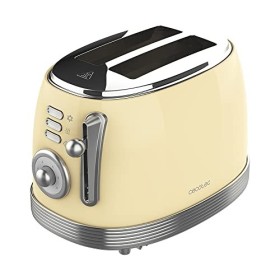 Cecotec Toast & Taste 800 Vintage Light Yellow. 850 W, double fente courte extra large de 3,8 cm, 2 toasts, finitions en acie