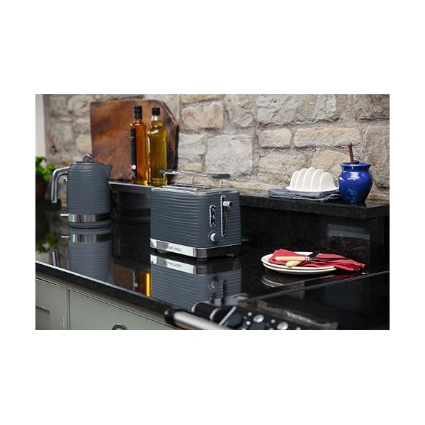 Russell Hobbs Grille Pain [Fentes Extra Larges] Inspire Gris Design Moderne, Contrôle Brunissage ajustable, Tout type de pai