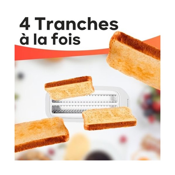 Clatronic® Grille-pain 4 tranches | avec fonction décongélation/réchauffage/arrêt rapide | avec support pour petits pains | b